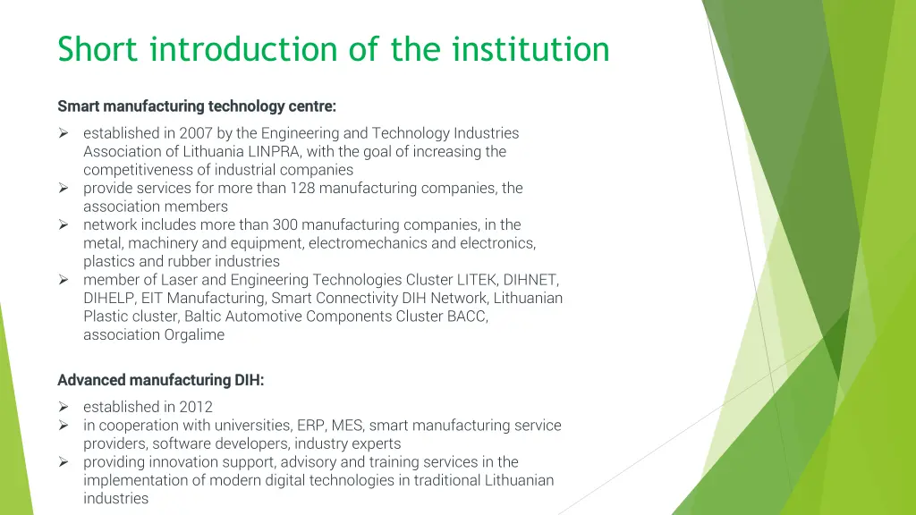 short introduction of the institution