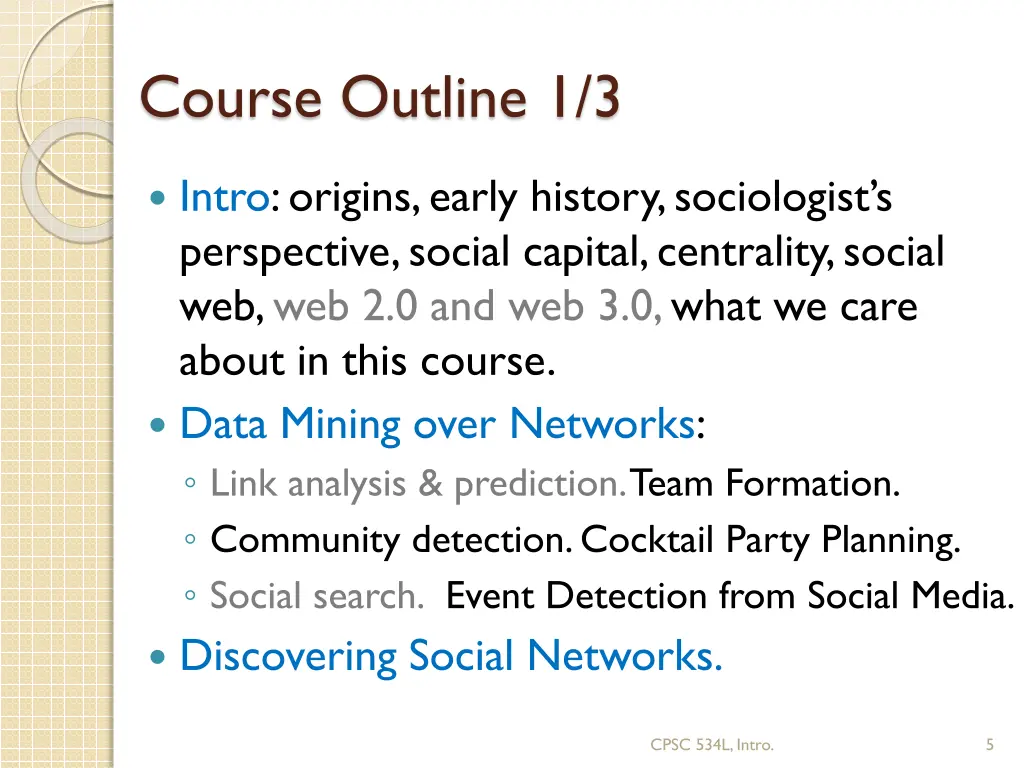 course outline 1 3