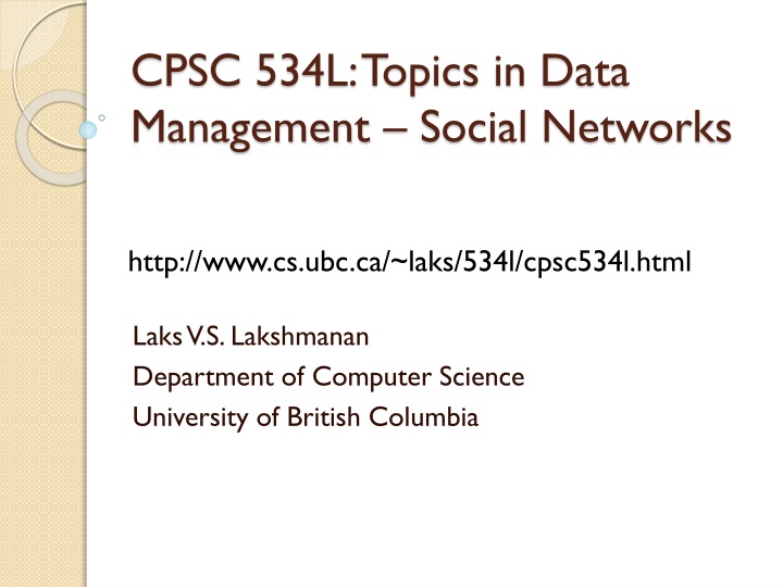 cpsc 534l topics in data management social