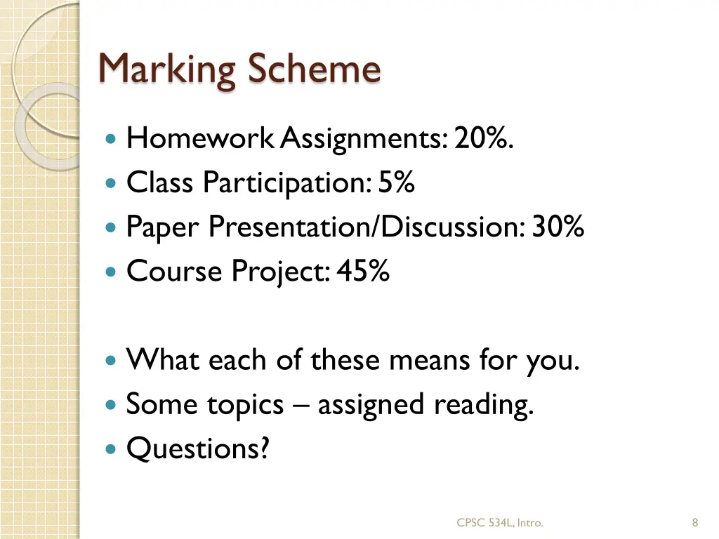 marking scheme