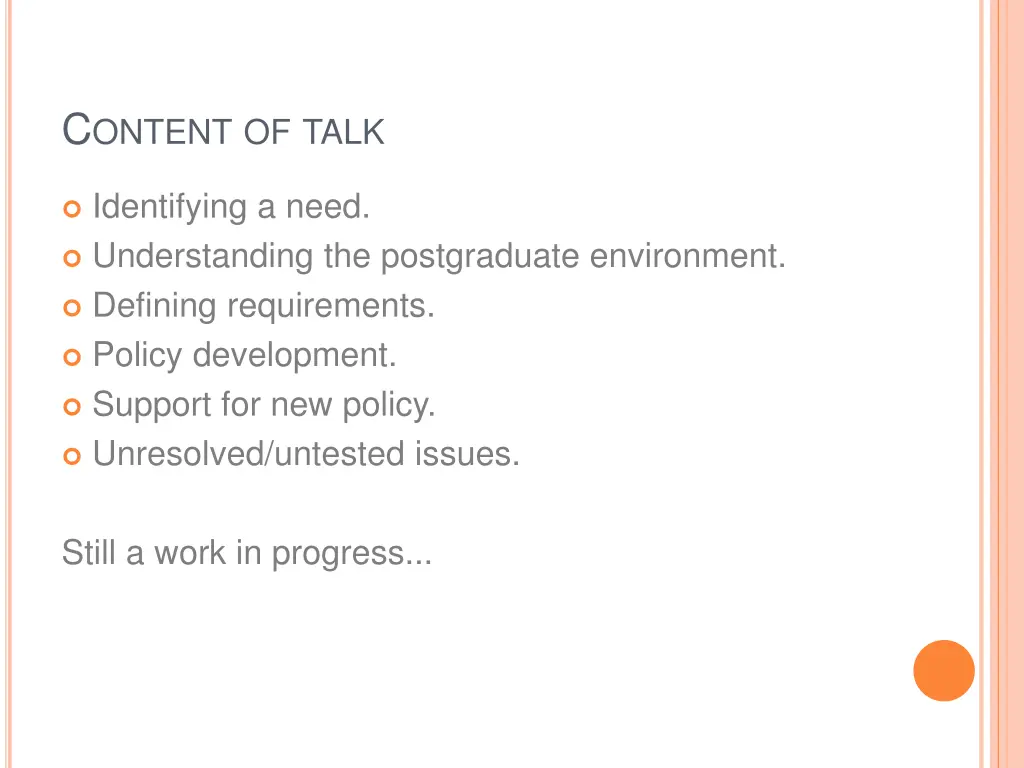 c ontent of talk