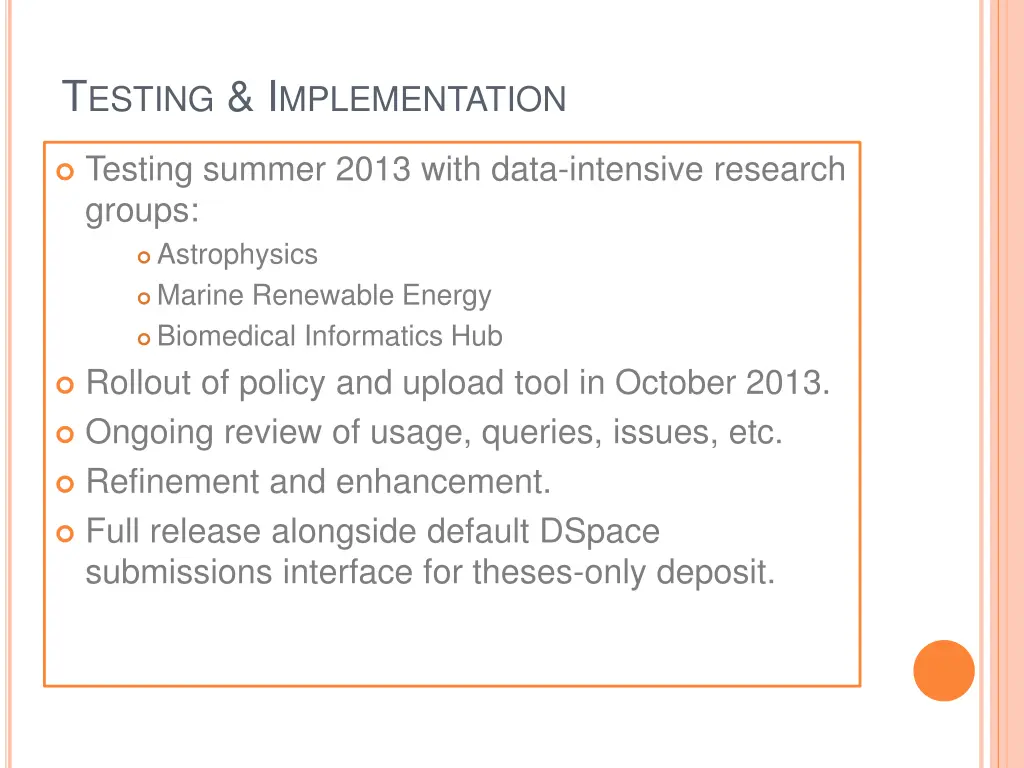 t esting i mplementation