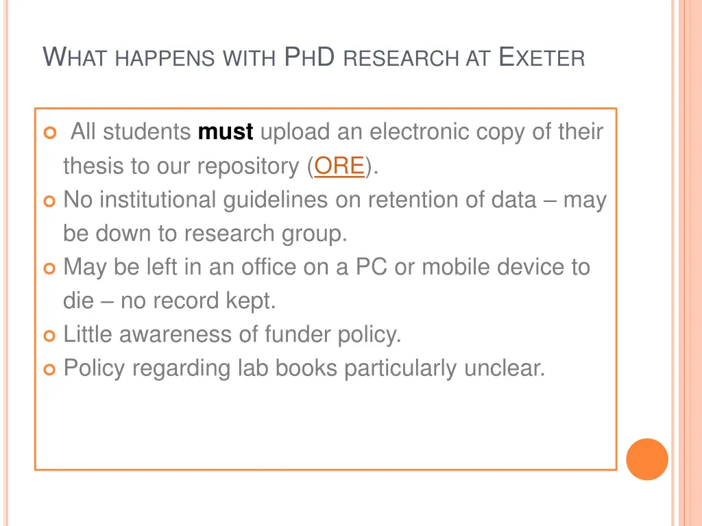 w hat happens with p h d research at e xeter