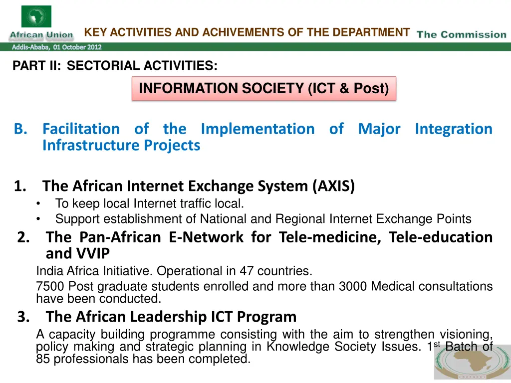 key activities and achivements of the department 5