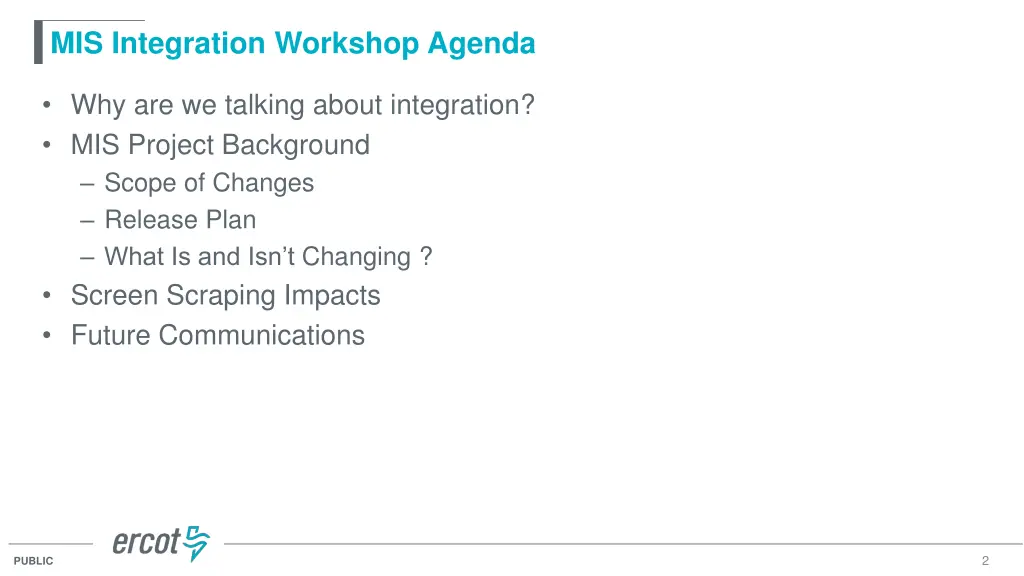 mis integration workshop agenda