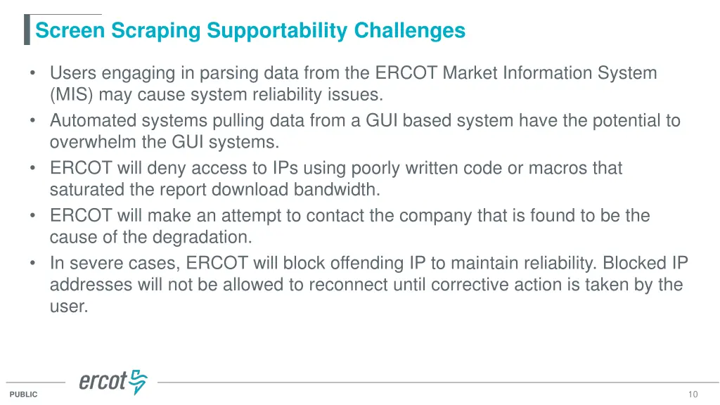 screen scraping supportability challenges