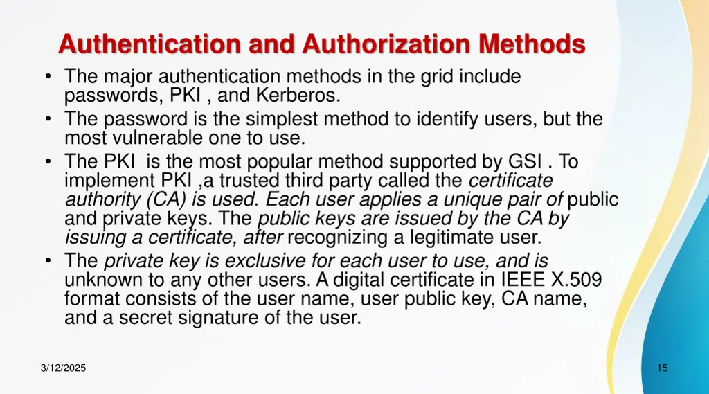 authentication and authorization methods