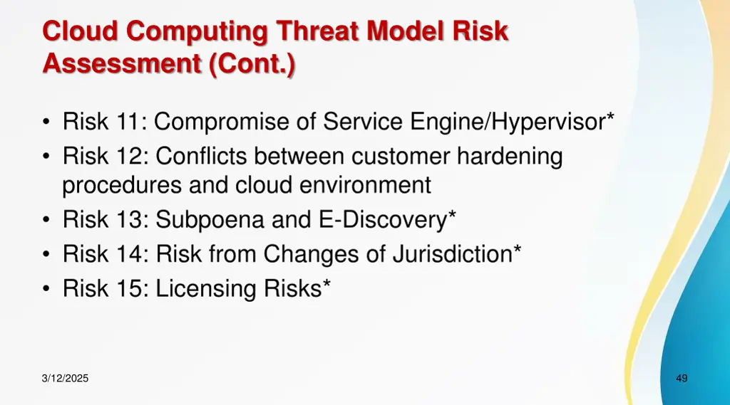 cloud computing threat model risk assessment cont 1