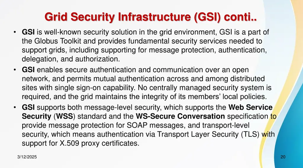 grid security infrastructure gsi conti