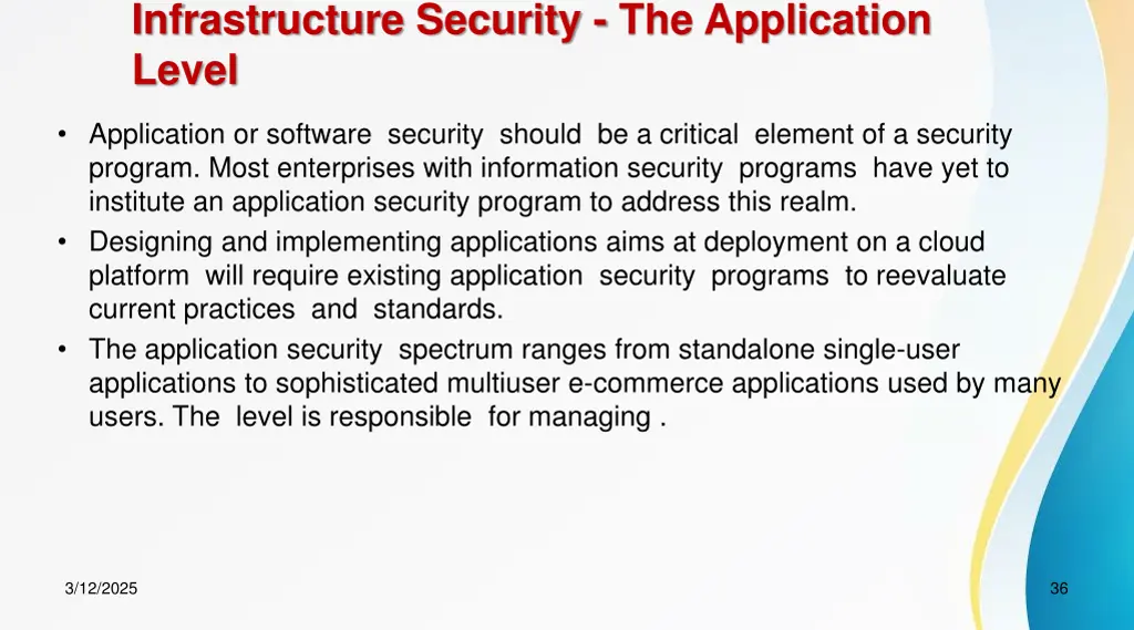 infrastructure security the application level