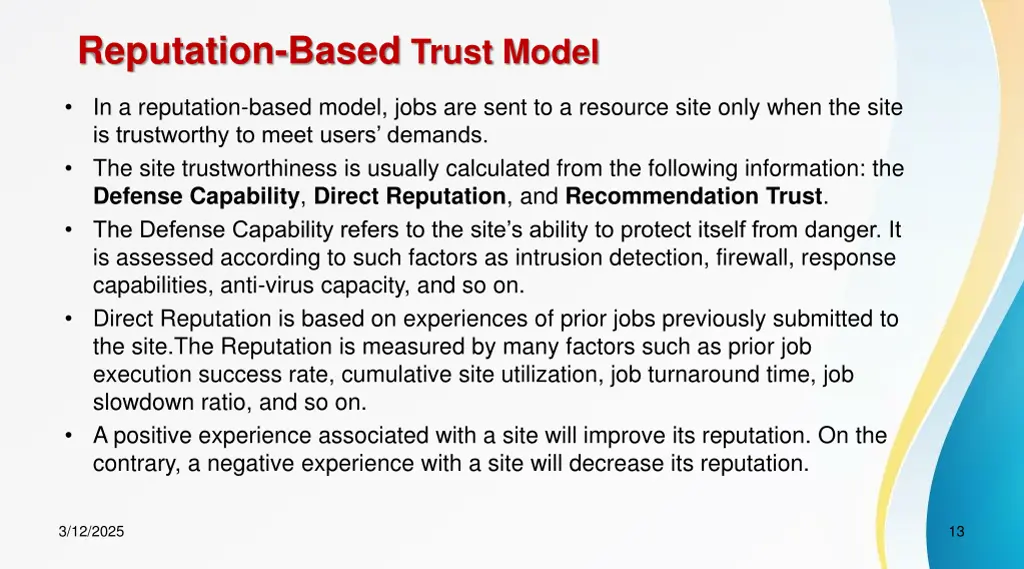 reputation based trust model