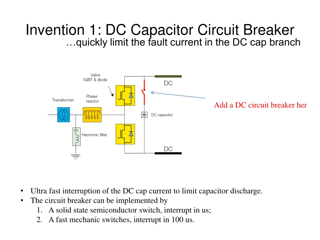 invention 1 dc capacitor circuit breaker quickly