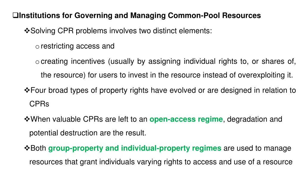 institutions for governing and managing common
