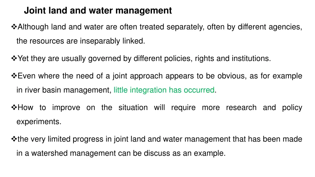joint land and water management