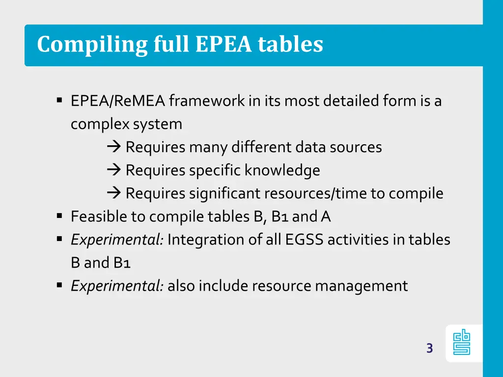 compiling full epea tables
