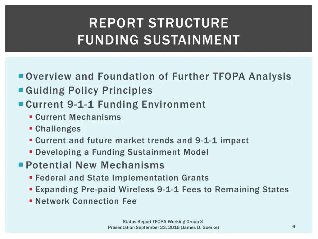 report structure funding sustainment