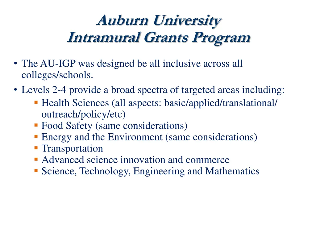 auburn university intramural grants program 2