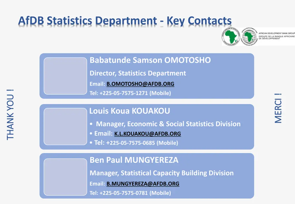 afdb statistics department key contacts