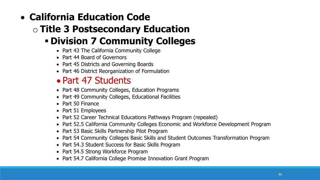 california education code o title 3 postsecondary