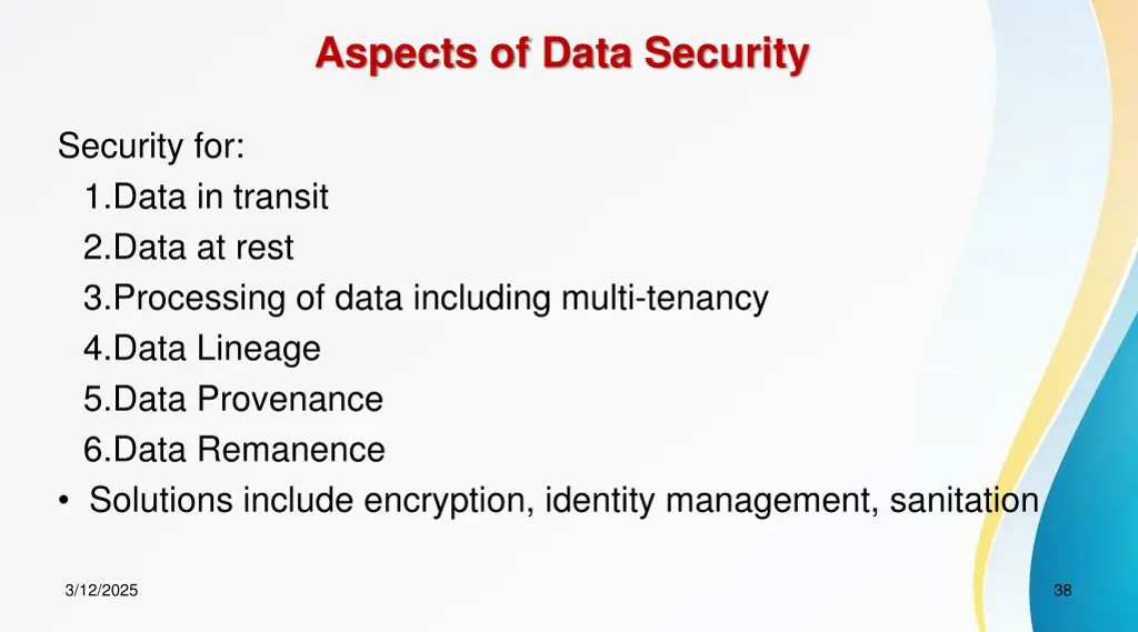 aspects of data security