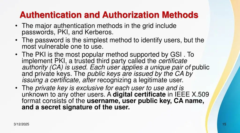 authentication and authorization methods