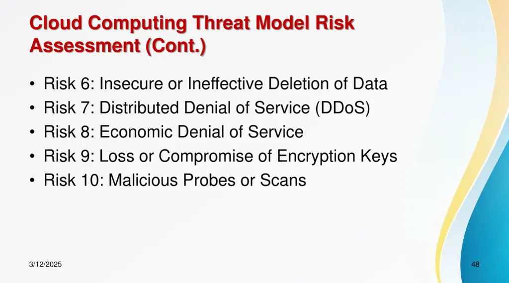 cloud computing threat model risk assessment cont