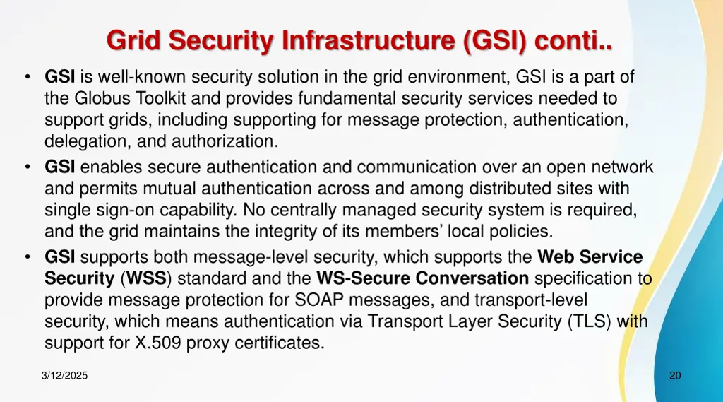 grid security infrastructure gsi conti