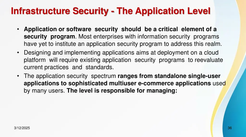 infrastructure security the application level