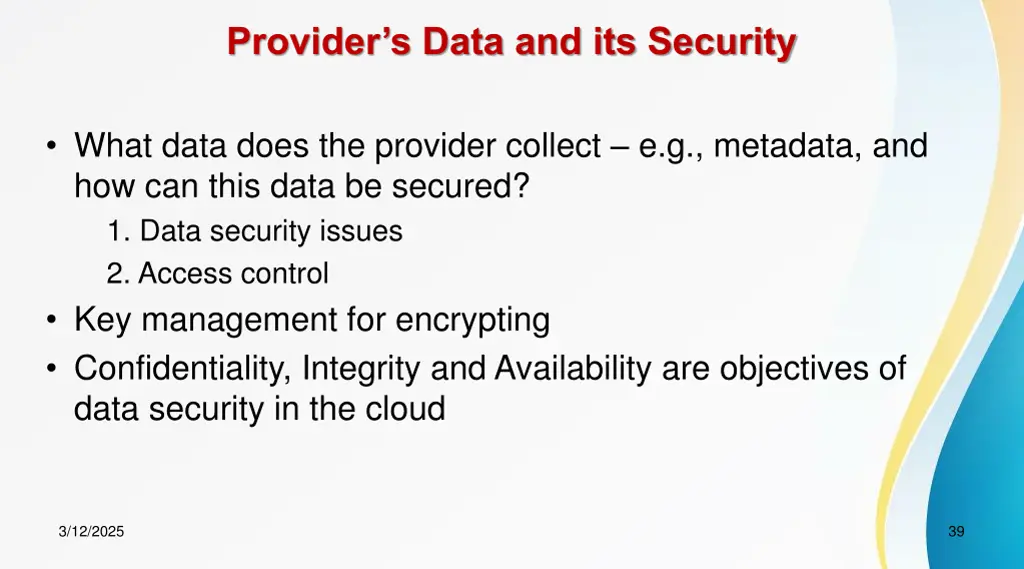 provider s data and its security