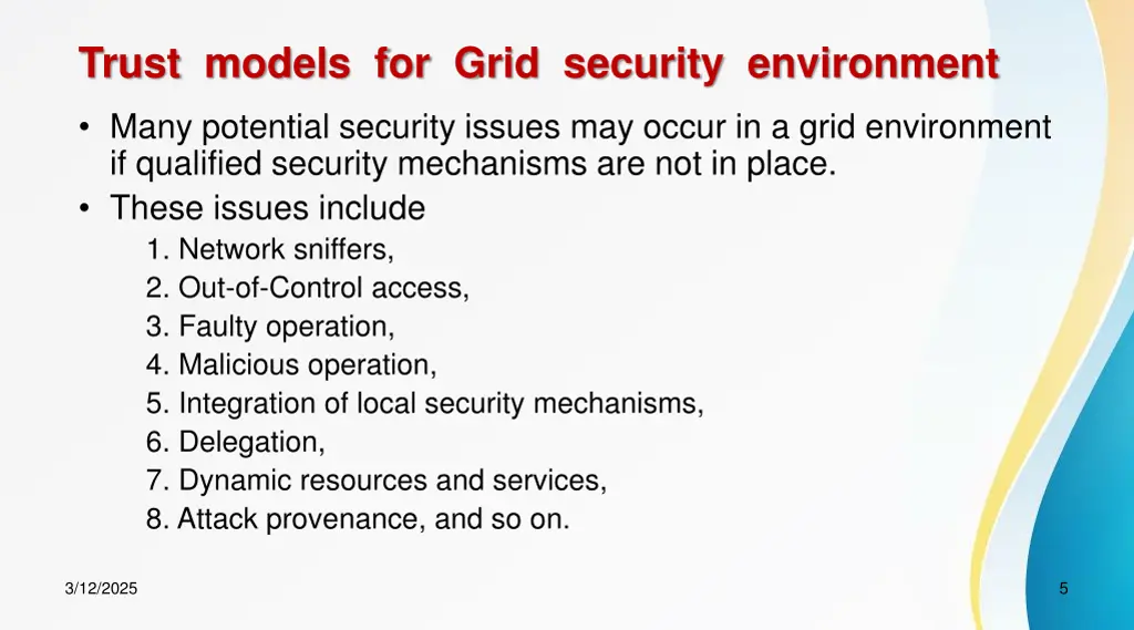 trust models for grid security environment