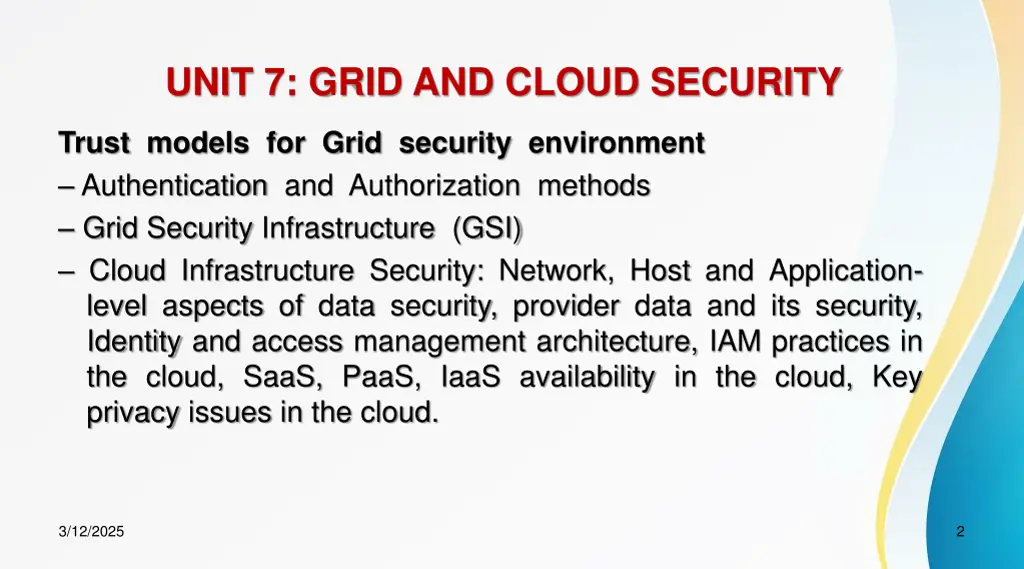 unit 7 grid and cloud security