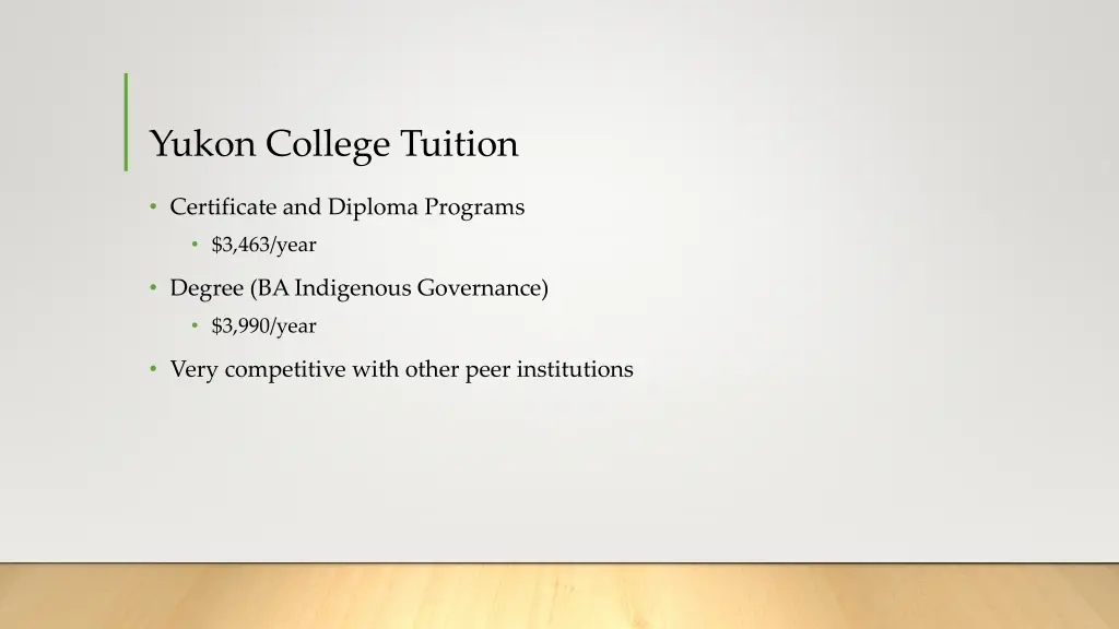 yukon college tuition
