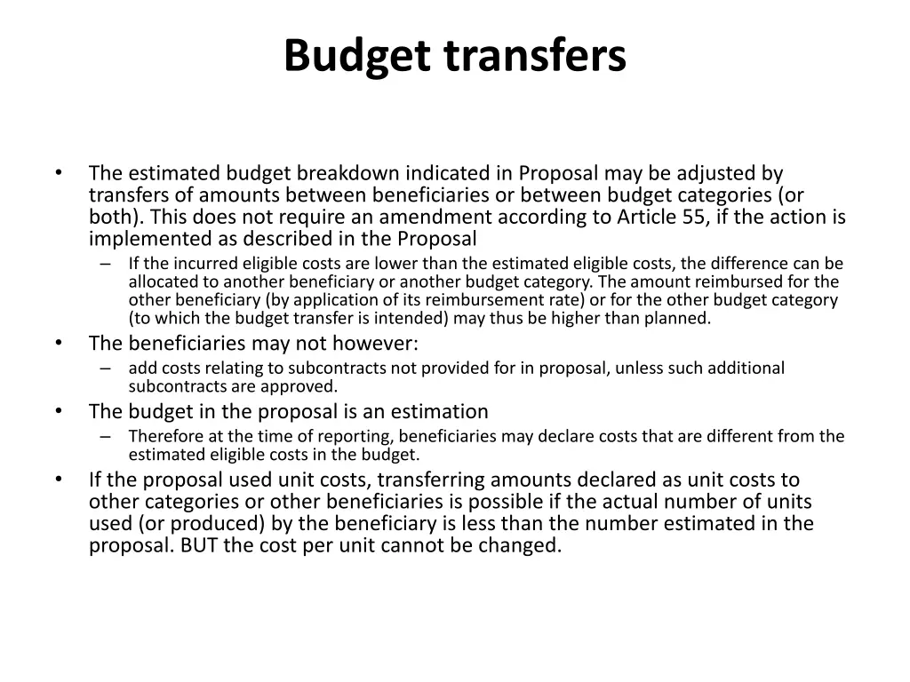 budget transfers