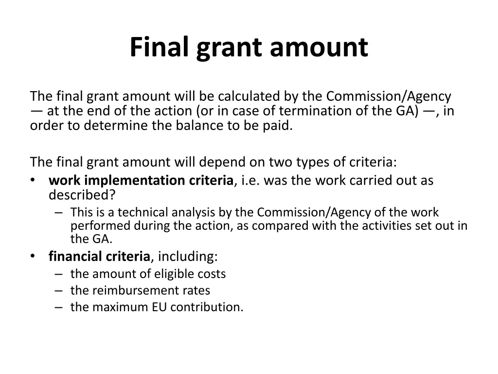 final grant amount