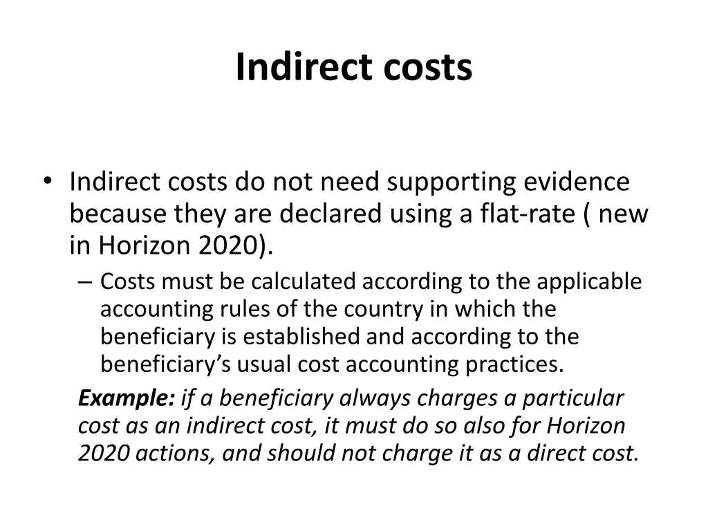 indirect costs