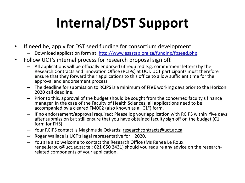 internal dst support