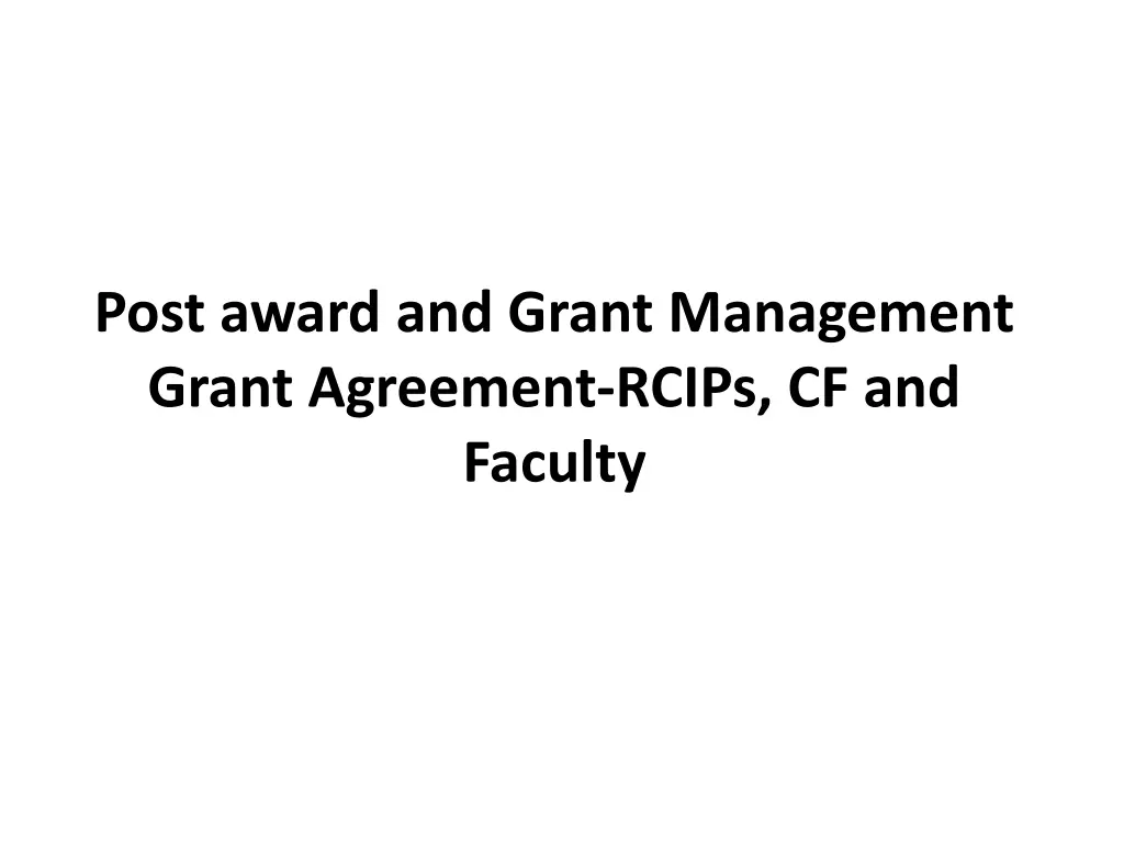 post award and grant management grant agreement