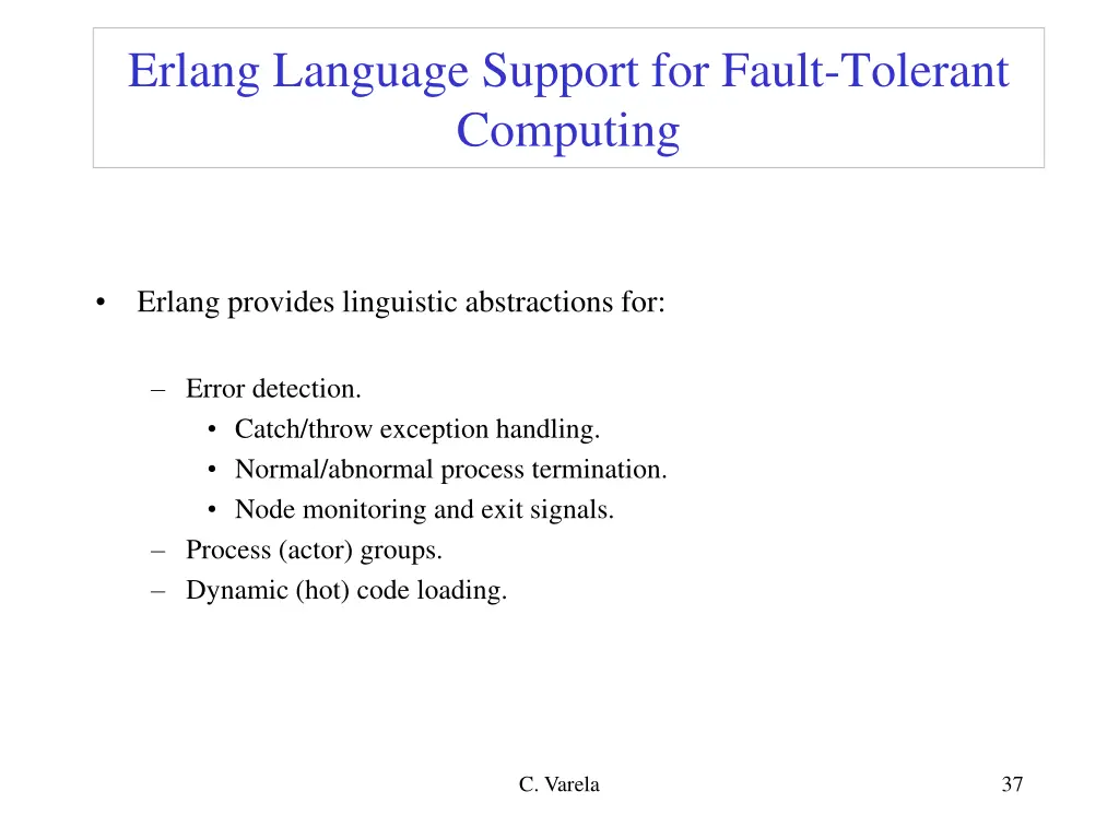 erlang language support for fault tolerant