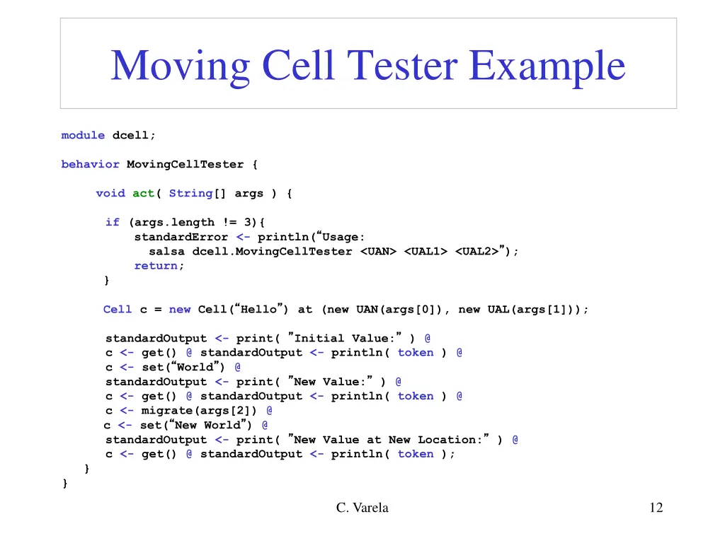 moving cell tester example