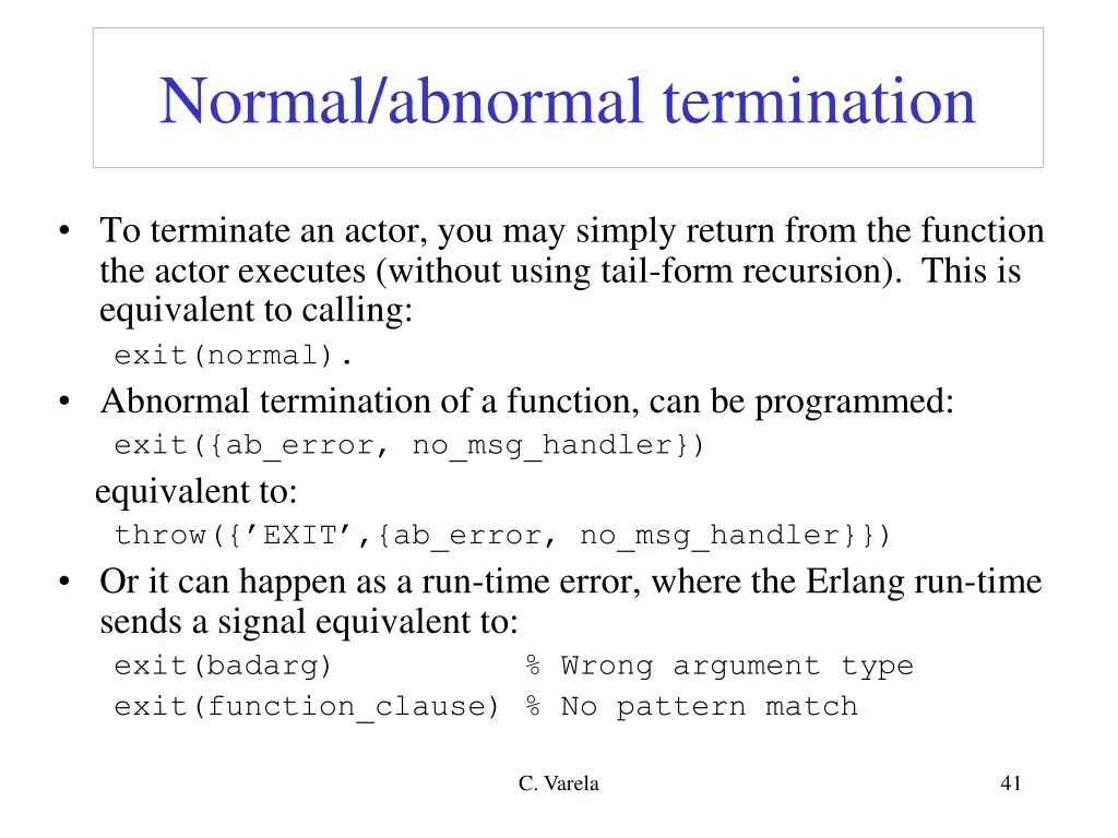normal abnormal termination