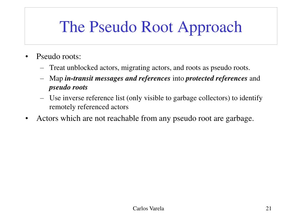 the pseudo root approach