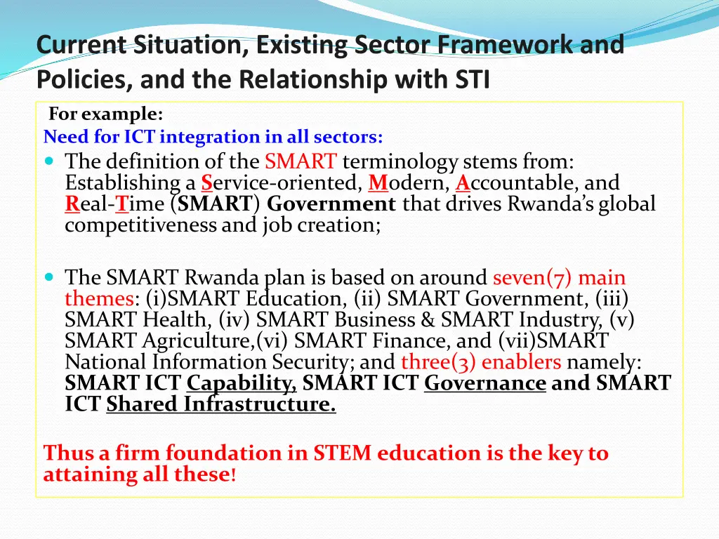 current situation existing sector framework