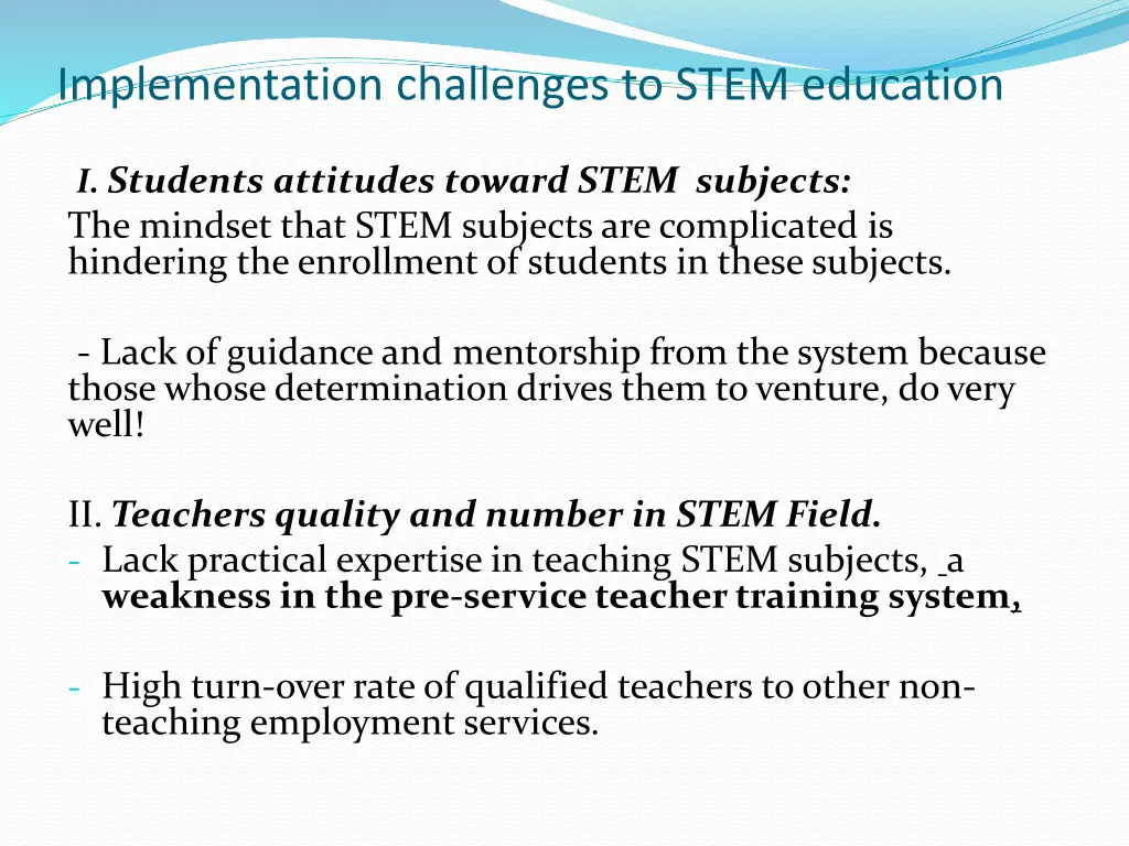implementation challenges to stem education