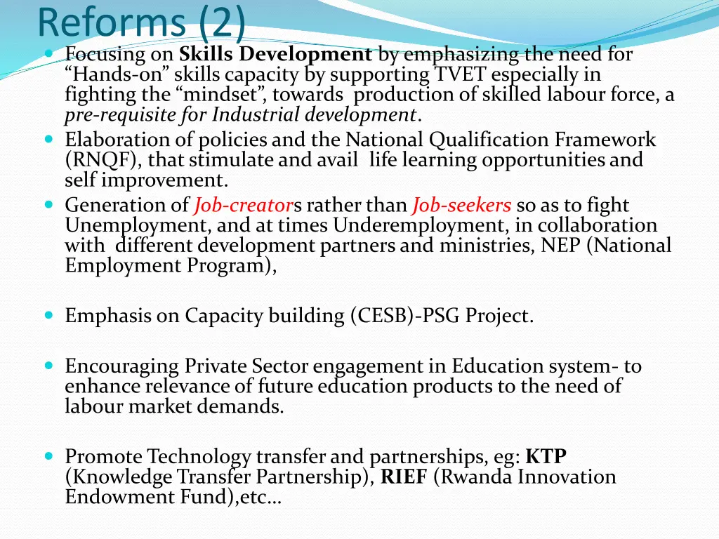 reforms 2 focusing on skills development