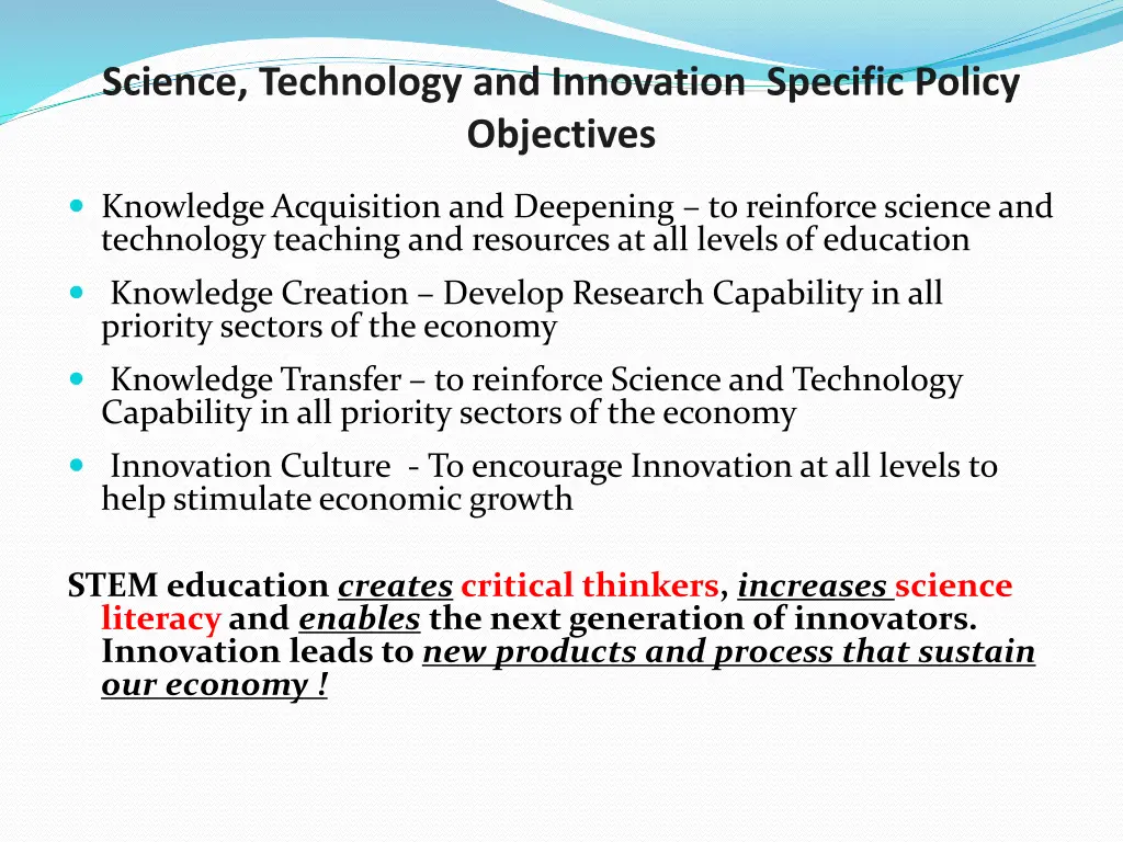 science technology and innovation specific policy