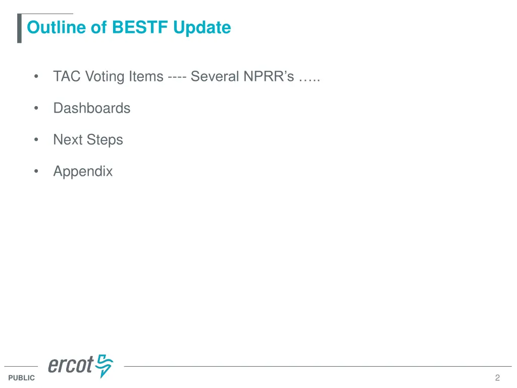 outline of bestf update