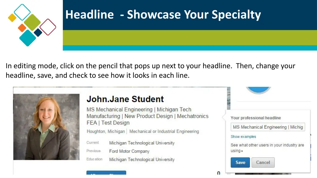 headline showcase your specialty