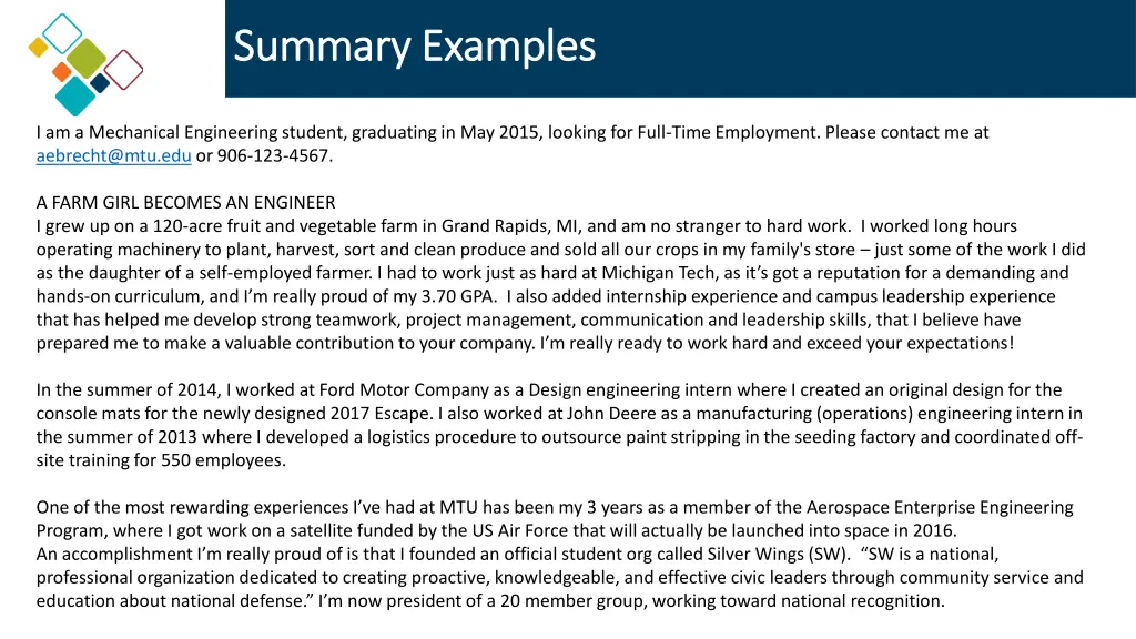 summary examples summary examples