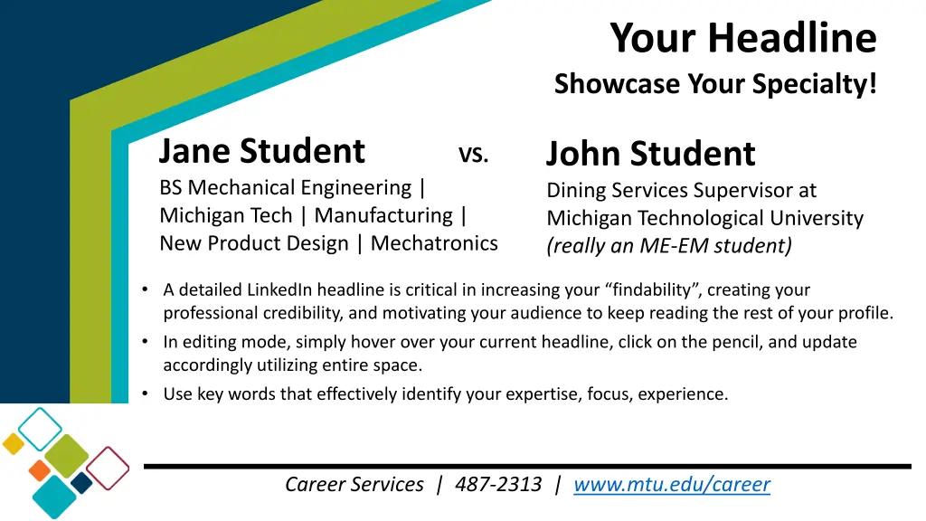 your headline showcase your specialty