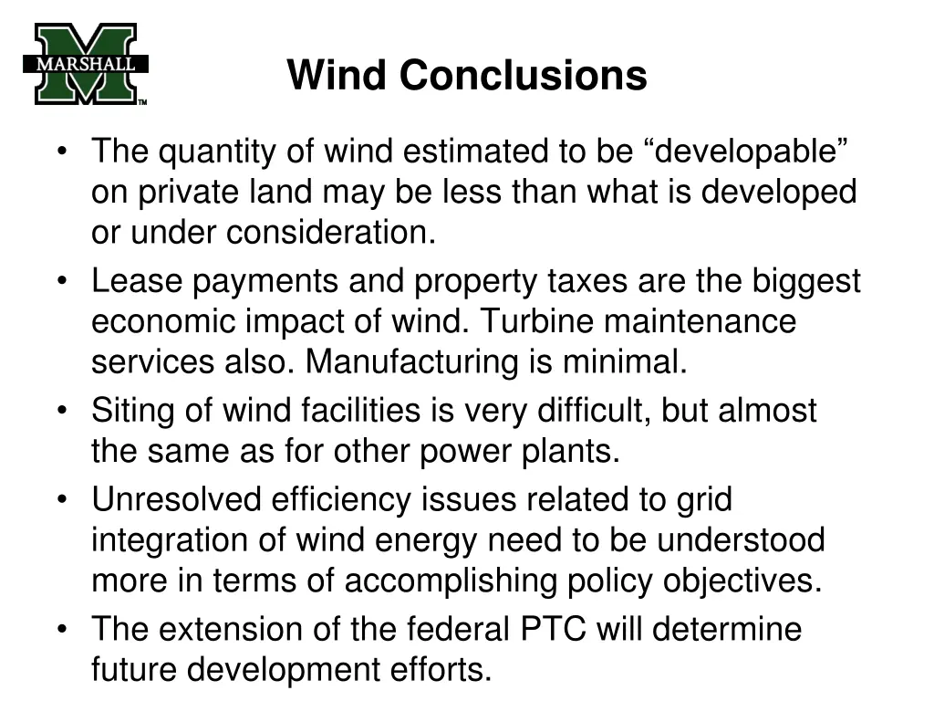 wind conclusions